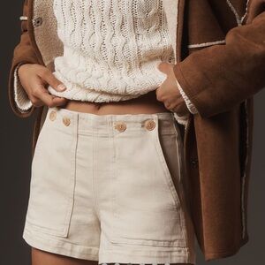 Anthropologie Shorts High Rise Kit Utility Cream SIZE 32 NEW